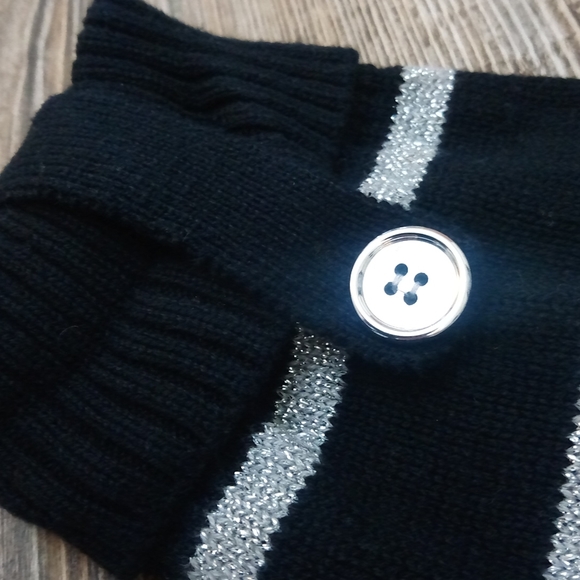 Cozy Striped Sparkly Knit Button Detail Sweater Top - Picture 12 of 12